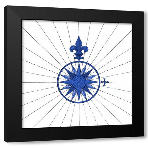 French Blue Compass Rose From 1543 Black Modern Wood Framed Art Print with Double Matting by Lavoie, Tina