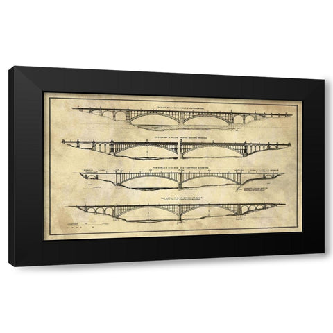 George Washington Bridge Proposal Plans Industrial Farmhouse Black Modern Wood Framed Art Print with Double Matting by Lavoie, Tina