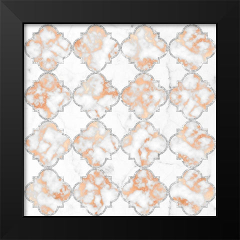 Silver and Marble Arabesque Black Modern Wood Framed Art Print by Lavoie, Tina