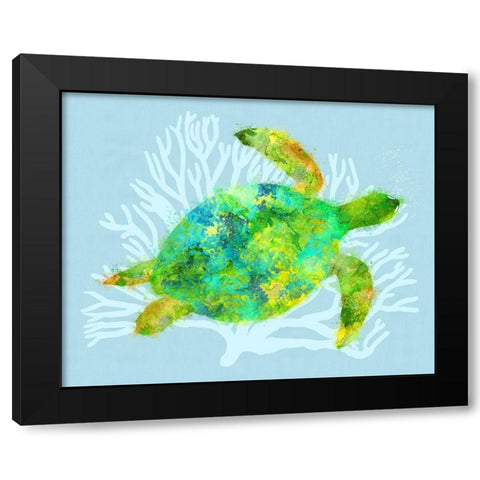 Mystical Sea Turtle Black Modern Wood Framed Art Print by Lavoie, Tina