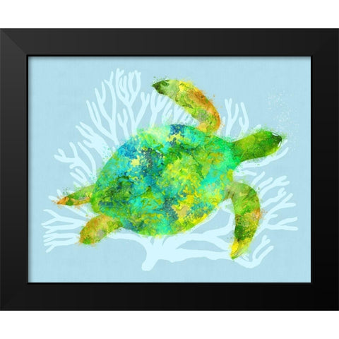 Mystical Sea Turtle Black Modern Wood Framed Art Print by Lavoie, Tina