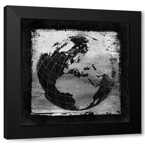 Silver Vintage earth With Grid Lines Black Modern Wood Framed Art Print with Double Matting by Lavoie, Tina
