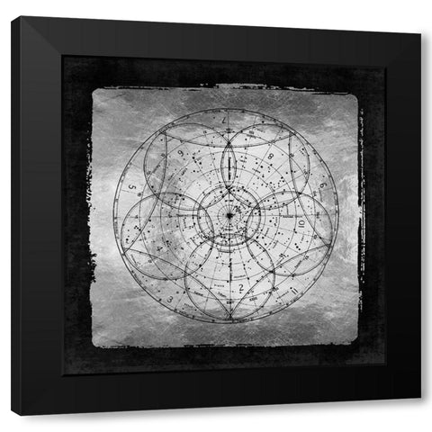 Silver Vintage Star Chart Sky Map 1880 Black Modern Wood Framed Art Print by Lavoie, Tina