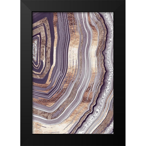 Tribeca Rose Gold Geode Black Modern Wood Framed Art Print by Lavoie, Tina