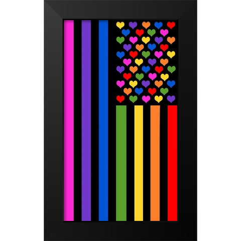 Pride Flag Black Modern Wood Framed Art Print by Lavoie, Tina