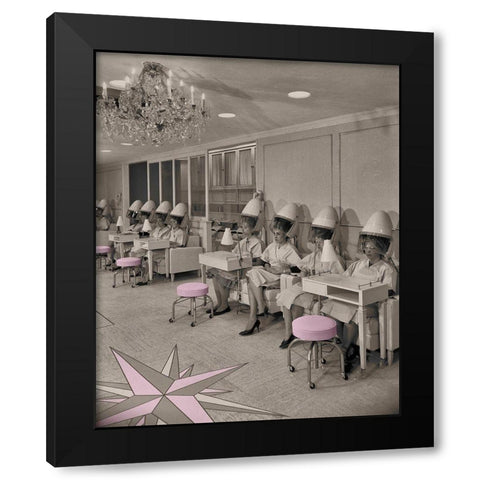 Beauty Day-Vintage Hair Salon Black Modern Wood Framed Art Print with Double Matting by Lavoie, Tina