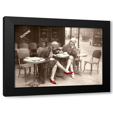 New Shoes Paris 1925 Black Modern Wood Framed Art Print with Double Matting by Lavoie, Tina