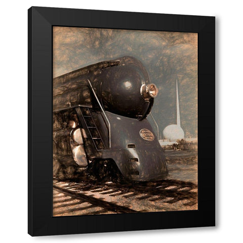 1939 Streamliner NYC Hudson Machine Age Black Modern Wood Framed Art Print with Double Matting by Lavoie, Tina