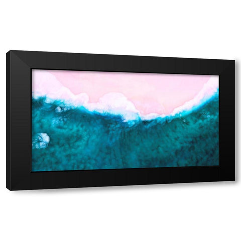 Pink Beach Teal Water Black Modern Wood Framed Art Print with Double Matting by Lavoie, Tina
