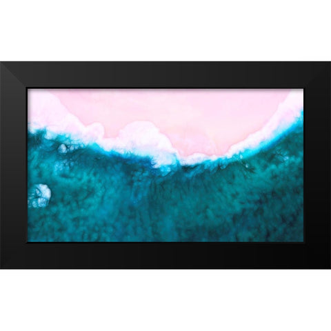 Pink Beach Teal Water Black Modern Wood Framed Art Print by Lavoie, Tina