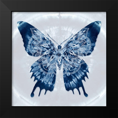 Butterfly Indigo Batik Mandala Black Modern Wood Framed Art Print by Lavoie, Tina