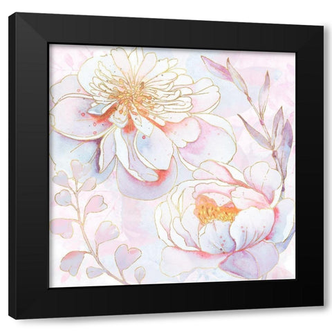 Maisies Peonies Black Modern Wood Framed Art Print by Lavoie, Tina