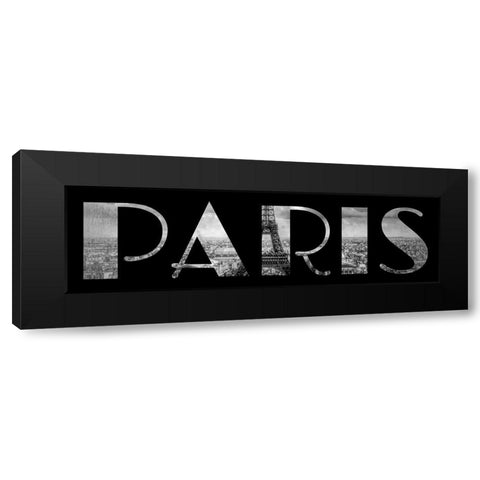 Paris Typography Black Modern Wood Framed Art Print with Double Matting by Lavoie, Tina