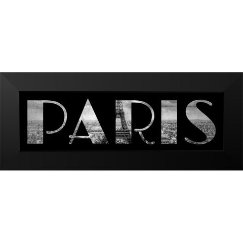 Paris Typography Black Modern Wood Framed Art Print by Lavoie, Tina