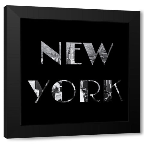 New York Typography Black Modern Wood Framed Art Print with Double Matting by Lavoie, Tina