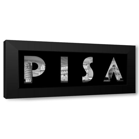Pisa Typography Black Modern Wood Framed Art Print with Double Matting by Lavoie, Tina