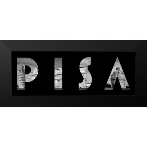 Pisa Typography Black Modern Wood Framed Art Print by Lavoie, Tina