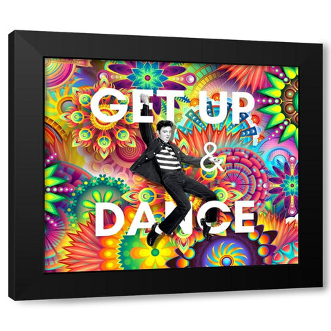 Get Up and Dance Elvis Psychodelic Black Modern Wood Framed Art Print by Mitchell, Tina
