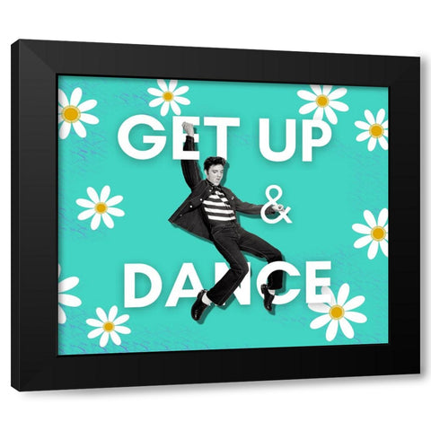 Get Up and Dance Elvis Daisy Black Modern Wood Framed Art Print by Mitchell, Tina