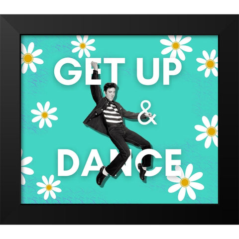 Get Up and Dance Elvis Daisy Black Modern Wood Framed Art Print by Mitchell, Tina