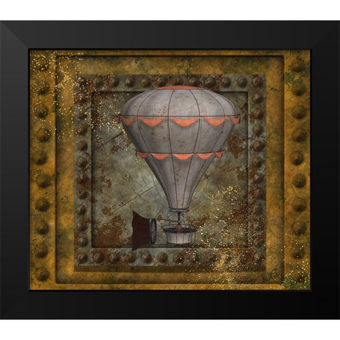 Steampunk Hot Air Balloon Black Modern Wood Framed Art Print by Mitchell, Tina