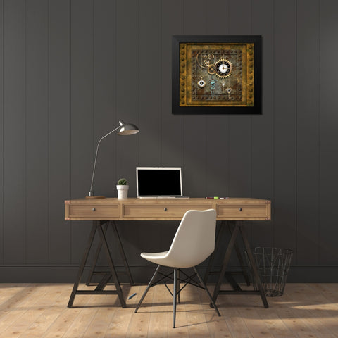 Steampunk Robot Clockworks Black Modern Wood Framed Art Print by Mitchell, Tina