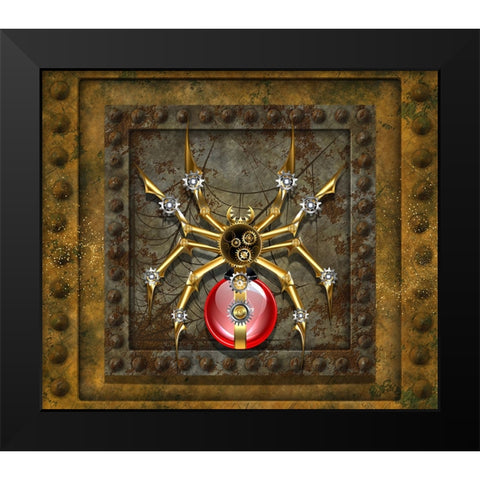 Steampunk Spider Black Modern Wood Framed Art Print by Mitchell, Tina