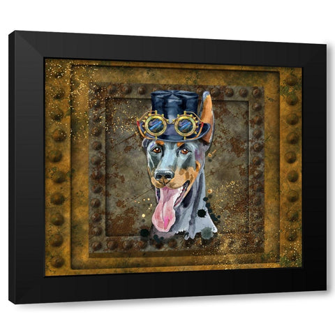 Steampunk Great Dane Black Modern Wood Framed Art Print with Double Matting by Mitchell, Tina