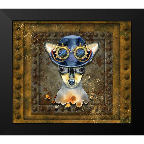 Steampunk Miniature Pinscher Black Modern Wood Framed Art Print by Mitchell, Tina