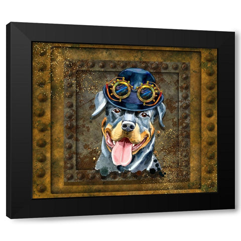 Steampunk Rotweiler Black Modern Wood Framed Art Print by Mitchell, Tina