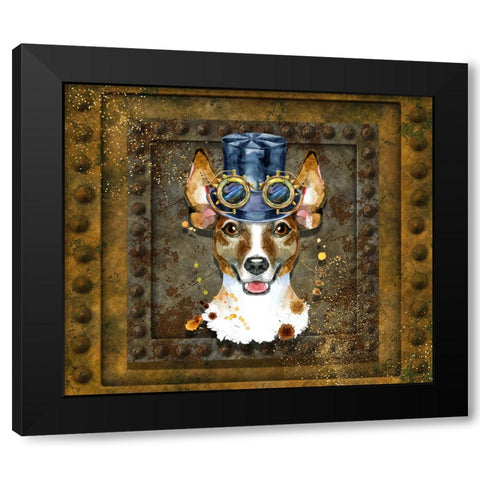 Steampunk Jack Russell Terrier Black Modern Wood Framed Art Print with Double Matting by Mitchell, Tina