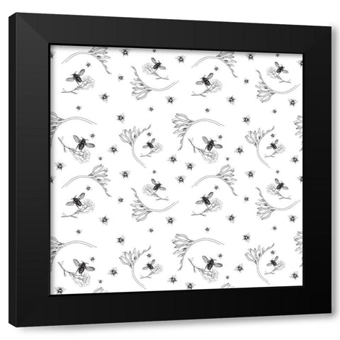 Bee Vine Black and White Black Modern Wood Framed Art Print by Mitchell, Tina