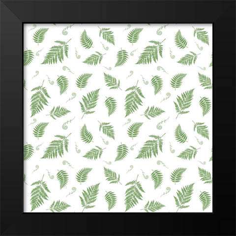 Falling Fern Fiddleheads Green Black Modern Wood Framed Art Print by Mitchell, Tina