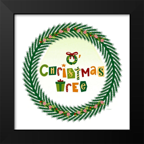 OChristmas Tree Wreath Black Modern Wood Framed Art Print by Mitchell, Tina