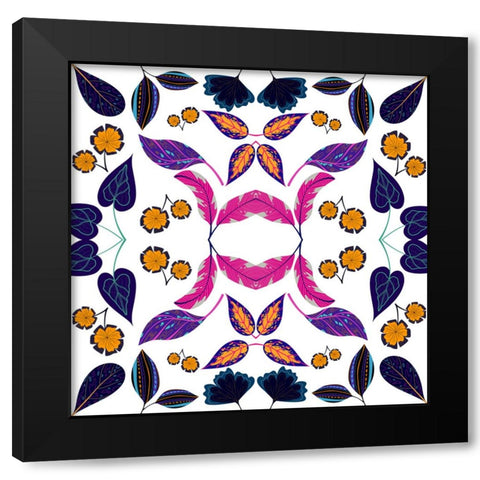 Falling Leaves Black Modern Wood Framed Art Print with Double Matting by Mitchell, Tina