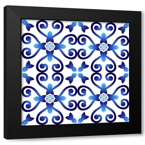 Mediterranean Mosaic Tile Black Modern Wood Framed Art Print with Double Matting by Mitchell, Tina