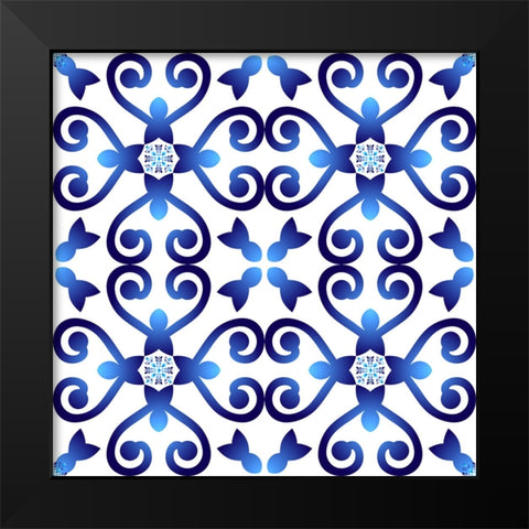 Mediterranean Mosaic Tile Black Modern Wood Framed Art Print by Mitchell, Tina