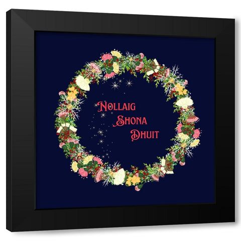 Gaelic Merry Christmas Nollaig Shona Dhuit Black Modern Wood Framed Art Print with Double Matting by Mitchell, Tina