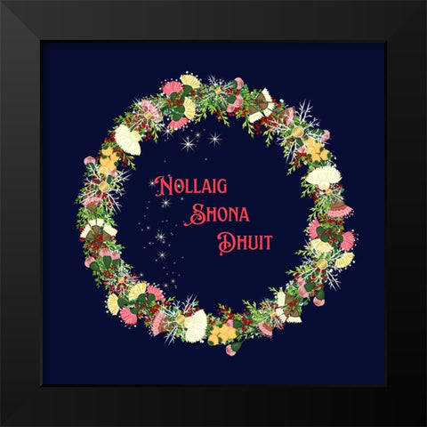 Gaelic Merry Christmas Nollaig Shona Dhuit Black Modern Wood Framed Art Print by Mitchell, Tina