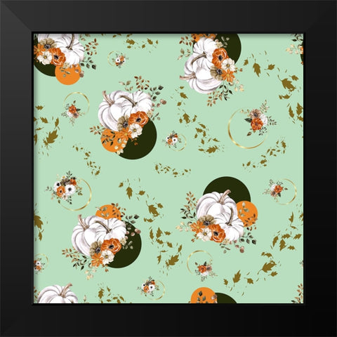 Pumpkin Flower Mint Black Modern Wood Framed Art Print by Mitchell, Tina