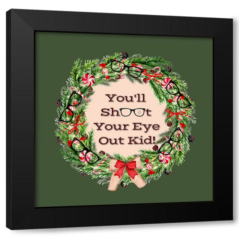Christmas Story Wreath Black Modern Wood Framed Art Print with Double Matting by Mitchell, Tina