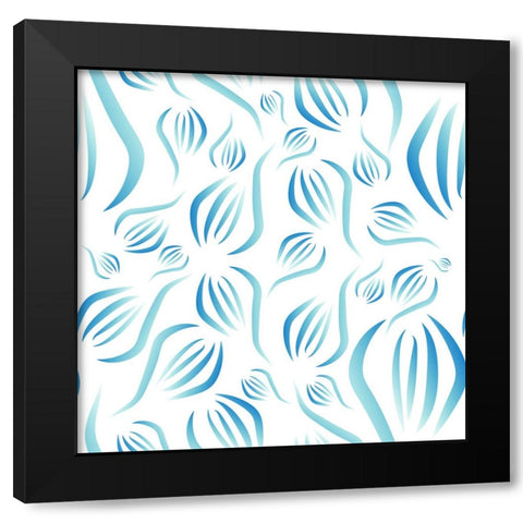 Leaf Abstract Pattern White Black Modern Wood Framed Art Print by Mitchell, Tina