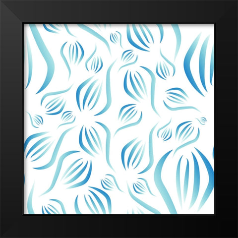 Leaf Abstract Pattern White Black Modern Wood Framed Art Print by Mitchell, Tina