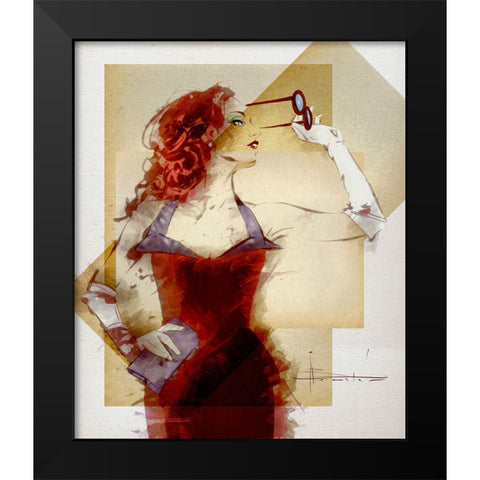 Lady In Red Black Modern Wood Framed Art Print by TMBorenstein