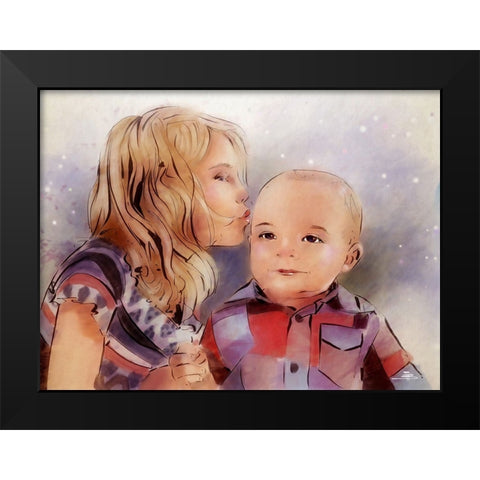 Holiday Portrait Black Modern Wood Framed Art Print by TMBorenstein