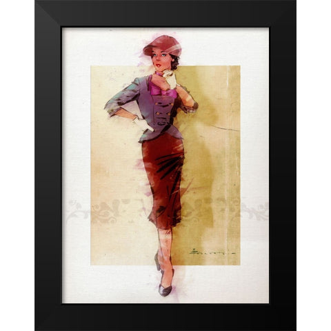 Standing There Black Modern Wood Framed Art Print by TMBorenstein