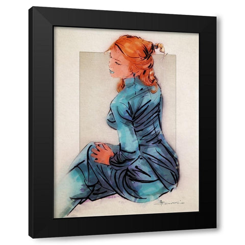 Blueberry Black Modern Wood Framed Art Print with Double Matting by TMBorenstein