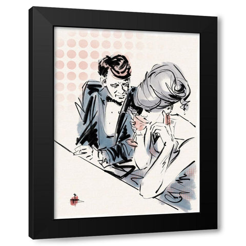 Happy Hour Black Modern Wood Framed Art Print by TMBorenstein