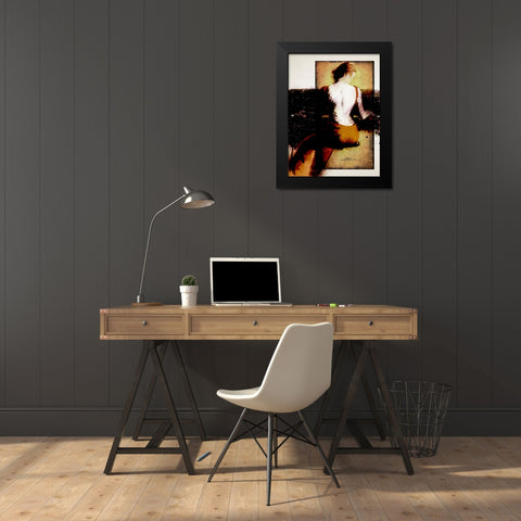 Piano Bar Black Modern Wood Framed Art Print by TMBorenstein