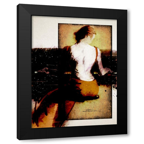 Piano Bar Black Modern Wood Framed Art Print with Double Matting by TMBorenstein